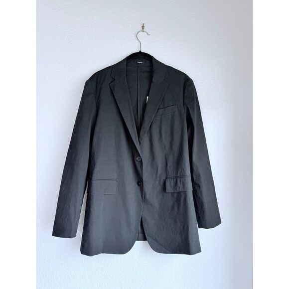 NWT Theory Women's Rolled Sleeve Better Linen Single Breasted Blazer in Black 0 - Picture 7 of 16